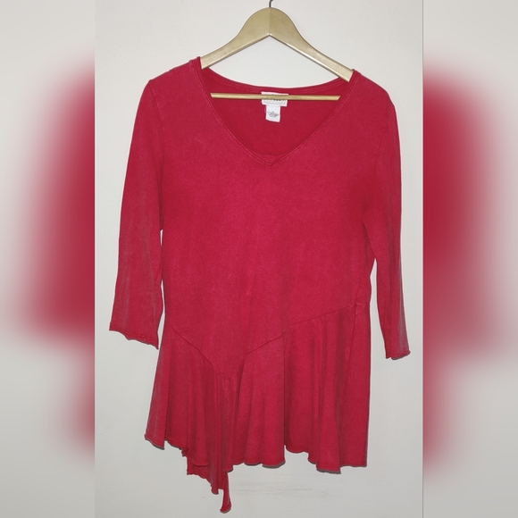 For The Republic Womens Red Size M Tunic Shirt Top Boho Artsy Patchwork Flowy - Picture 1 of 3